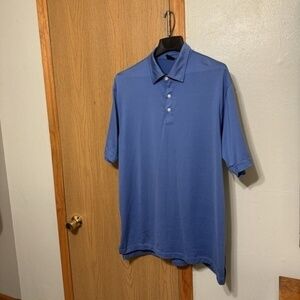 Dunning Golf "CoolMax" XL Solid Blue Short Sleeve Polo - EUC